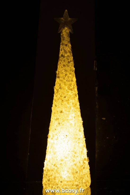 J-Line cones de noel Jolipa Jline Cone Etoile Led Sucre Verre Blanc Large
