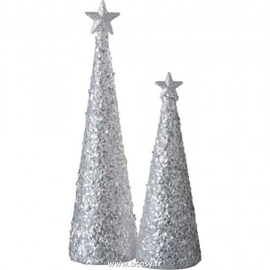 Jolipa Jline Cone Etoile Led Sucre Verre Blanc Large