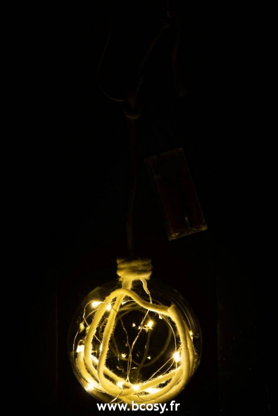 J-Line boules de noel Jolipa Jline Boule De Noel Corde Led Verre Transparent Blanc Large