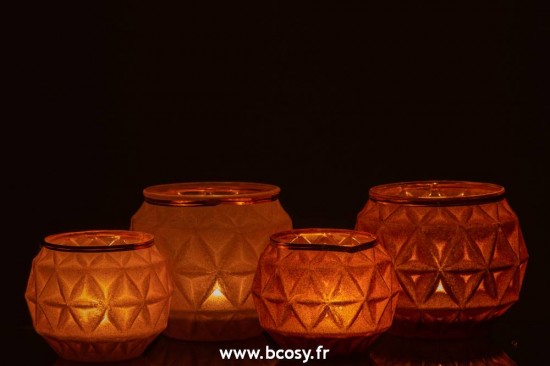 J-Line photophores Photophore Velours Boule Verre Ocre Large