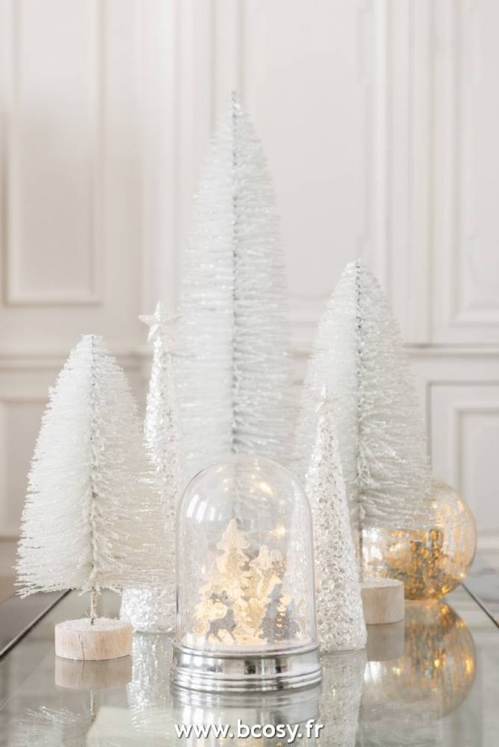 Jolipa Jline Sapin De Noel Decoratif Paillettes Blanc Large