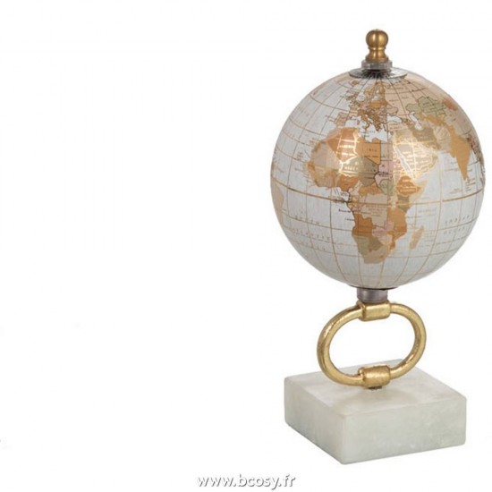 J Line Globe Sur Pied Marbre Blanc Metal Or Extra Small 20H Jline 97959 by Jolipa 97959