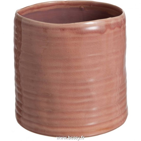 J Line Cachepot Inegal Ceramique Rose Large Jline 98286 by Jolipa 98286