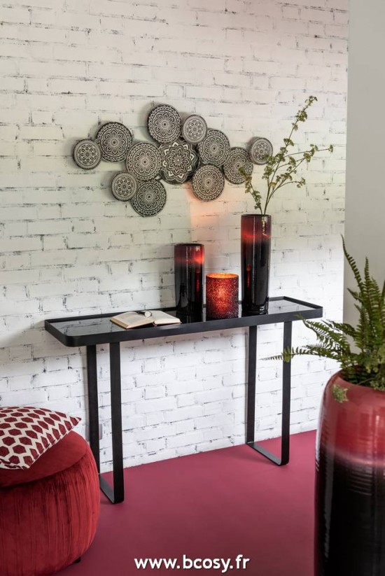 Jolipa Jline Vase Bord Ceramique Rouge Noir Small