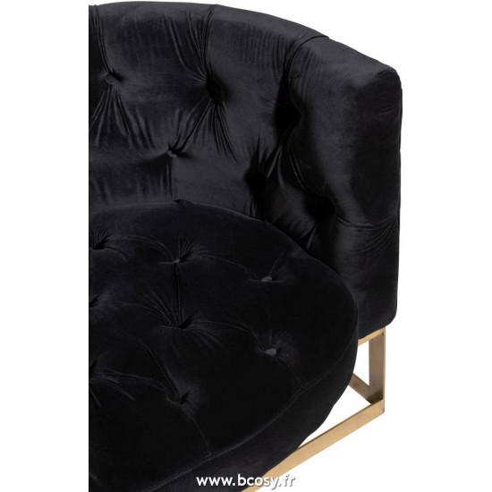 J-Line J Line fauteuils 1 personne avec boutons Fauteuil Boutons 1 Coussin Wilson 1 Personne Velours Metal Bouleau Ant.