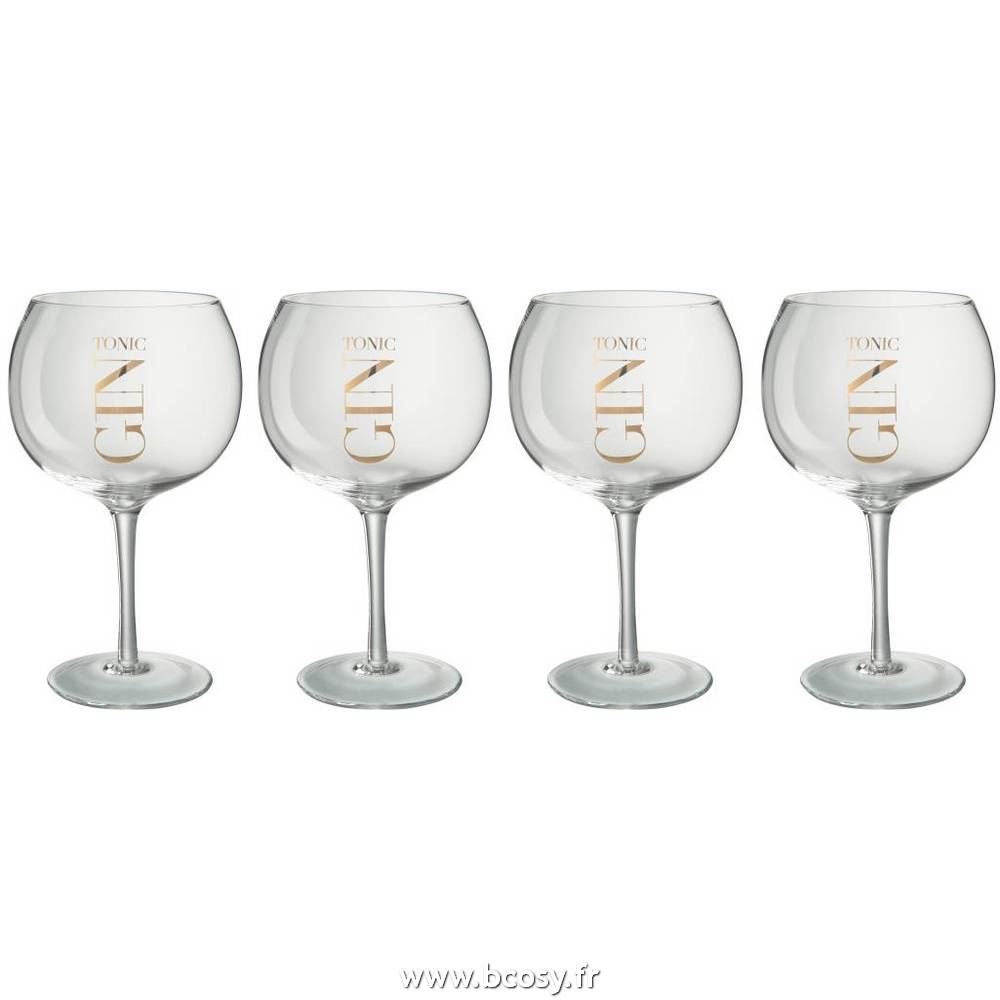 J-Line Boite Cadeau 4 Verres A Gin Verre Transparent-Or L13xB13xH22 cm  Jline 14042 by Jolipa 14042 verre-a-gin-tonic