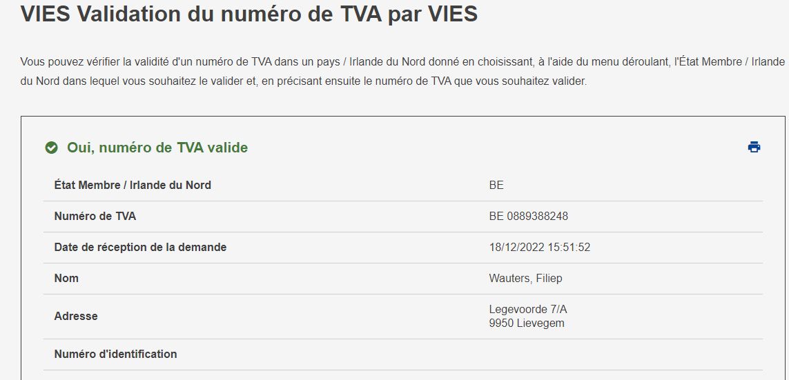 Validation du numéro de TVA par VIES